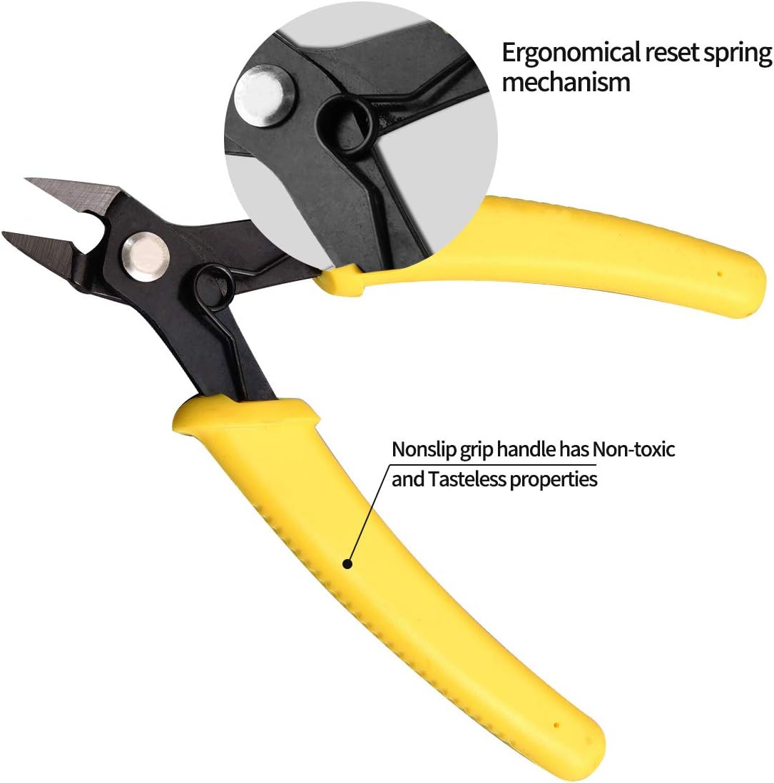 KATA 4.5 Inch Micro Wire Cutter, Precison Mini Flush Cutters and Clean Cut Pliers for Electronics, Model, Jewelry, Model Kits… - - 