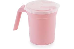 Medegen H222-10 Bedside Pitcher with Straw Port, Dusty Rose, Translucent Lid, 28 oz Capacity, Pack of 100
