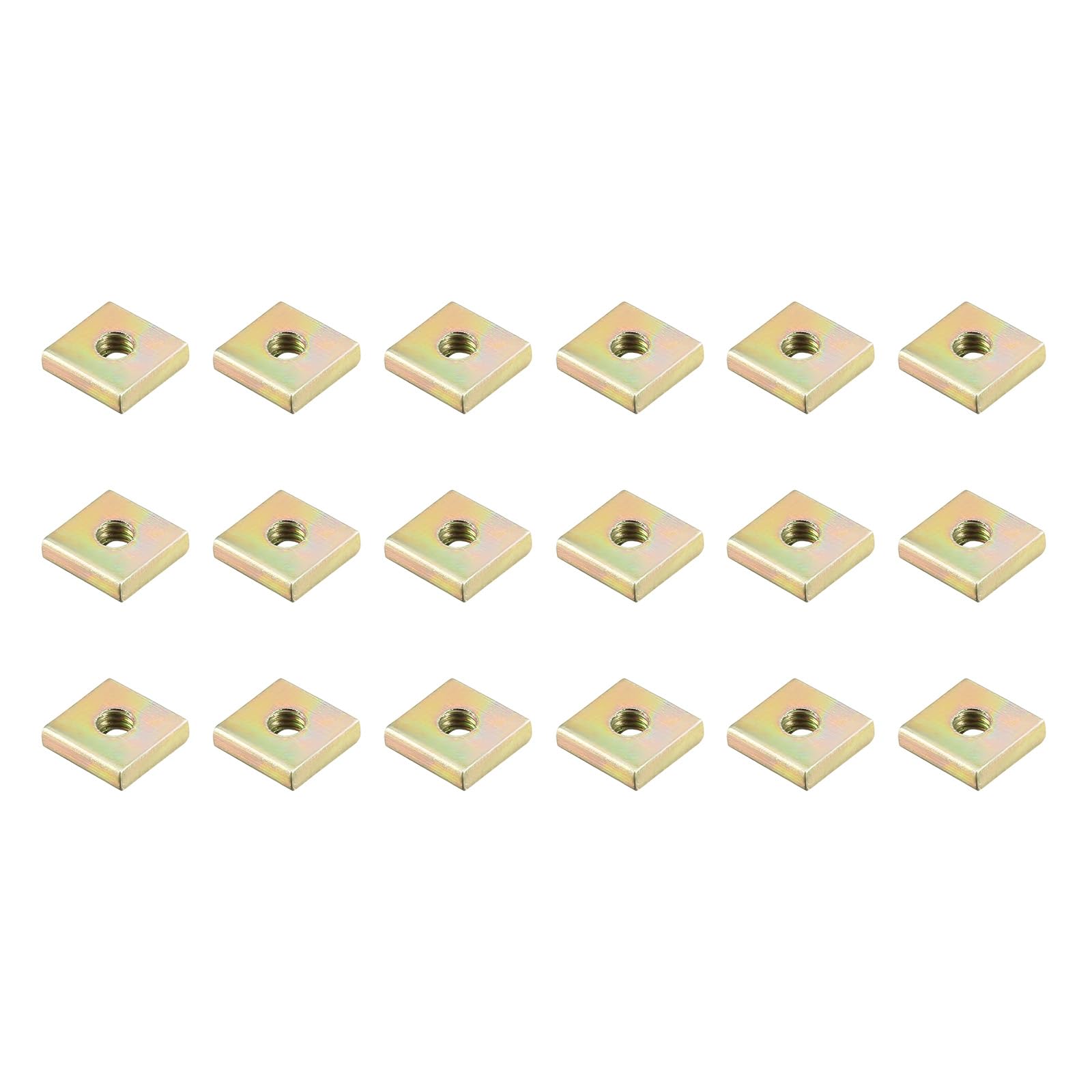 METALLIXITY Square Nuts (M3x8mmx2mm/M3x0.31"x0.08") 100Pcs, Carbon Steel Square Machine Screw Nuts - for Indoor and Outdoor, Yellow Zinc Plated