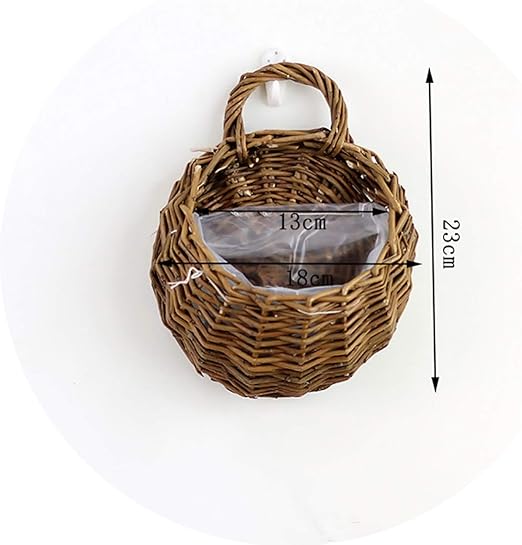 Natural Wicker Flower Basket Wall Hanging Pot Planter Rattan Vase