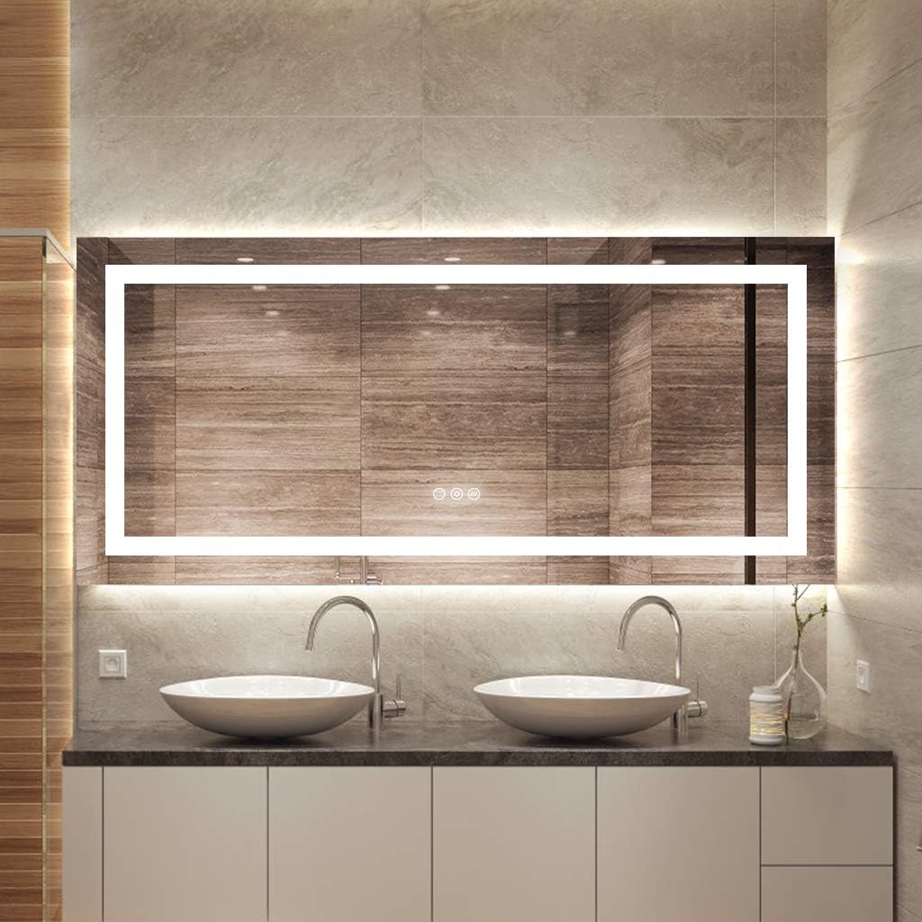 Amazon Com Fomayko 47 X 21 Inch Bathroom Led Vanity Mirror Anti Fog Wall Mounted Makeup Full Length Body Floor Mirror With Light Horizontal Vertical Kitchen Dining fomayko 47 x 21 inch bathroom led vanity mirror anti fog wall mounted makeup full length body floor mirror with light horizontal vertical