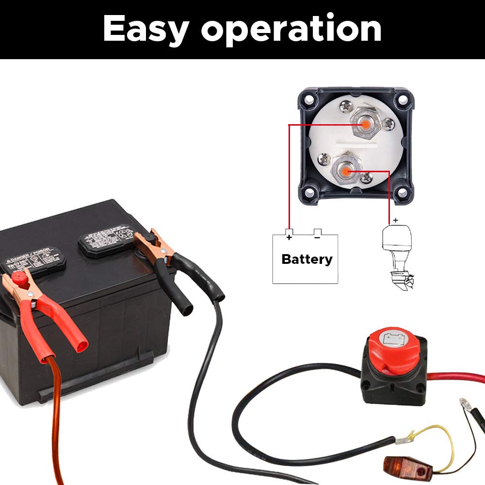 Audew Battery Disconnect Switch, 12V - 48V Compatible Battery Power Cut Master - Waterproof Switch Disconnect Isolator for Car RV Boat Truck ATV Vehicles (On/Off): Industrial & Scientific