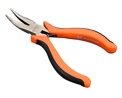 Harden Professional 4.5 Mini Bent Nose Plier - Made of Chrome Vanadium Steel, Hardened, Ergonomic Non-Slip TPR Handle, Durable - 560302