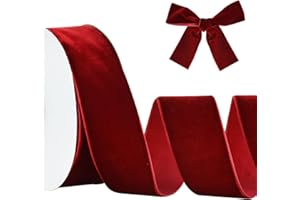 TONIFUL Burgundy Velvet Ribbon 1-1/2 Inch x 10yds, Vintage Velvet Ribbons, for Christmas Wreath Decoration Handmade Craft Ornaments Gift Wrapping&Bow Making, Valentine's Day Wedding Bouquet Packaging