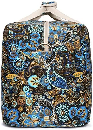 Malirona Canvas Weekender Bag Travel Duffel Bag for Weekend Overnight Trip (Black Flower) 4 Malirona Canvas Weekender Bag Travel Duffel Bag for Weekend Overnight Trip (Black Flower)