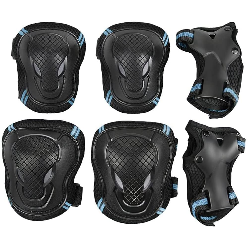 CENPEK Juego de equipo de protección, juego de coderas de rodilla 6 en 1 para adultos, juego de protectores de muñeca, juego de almohadillas de seguridad ajustables para monopatín, patinaje