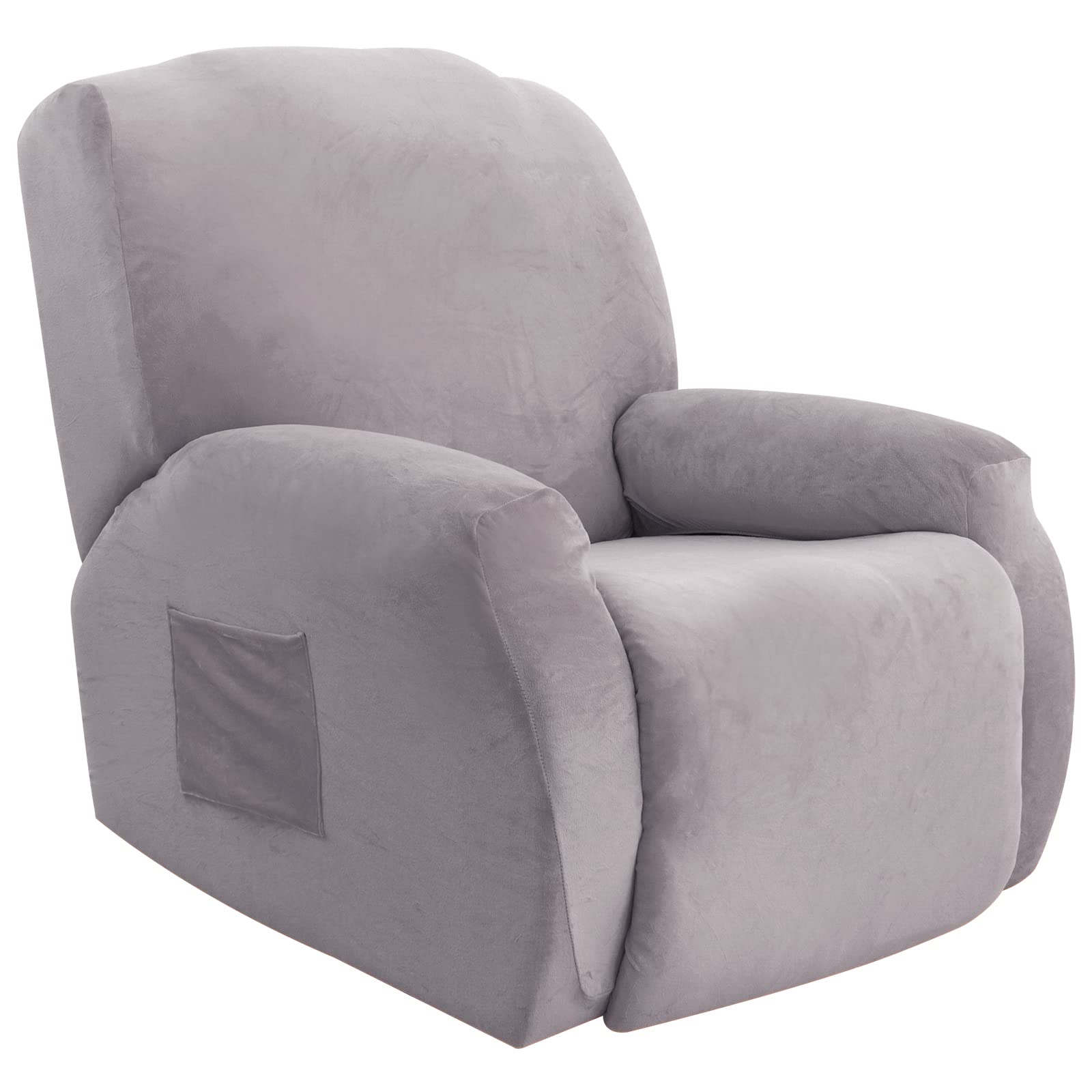 LiveGo 4 PCS Recliner Chair Covers, Stretchable and Fashionable Wingback Sofa Covers, Armchair Slipcover with Elastic Side Pockets, Reclining Chair for Living Room, Bedroom and Office