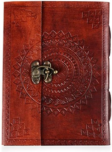 Recycel Handmade Paper &amp; Leather Diary Personal Planner With Brass Lock