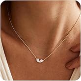 SWRNR Gold Necklace for Women, Dainty 14K Gold Plated Pendant Necklaces for Women Trendy Simple Choker Chain Cubic Zirconia Circle/Interlocking/Sun/Pearl Necklace Fashion Jewelry Charm Gifts for Her