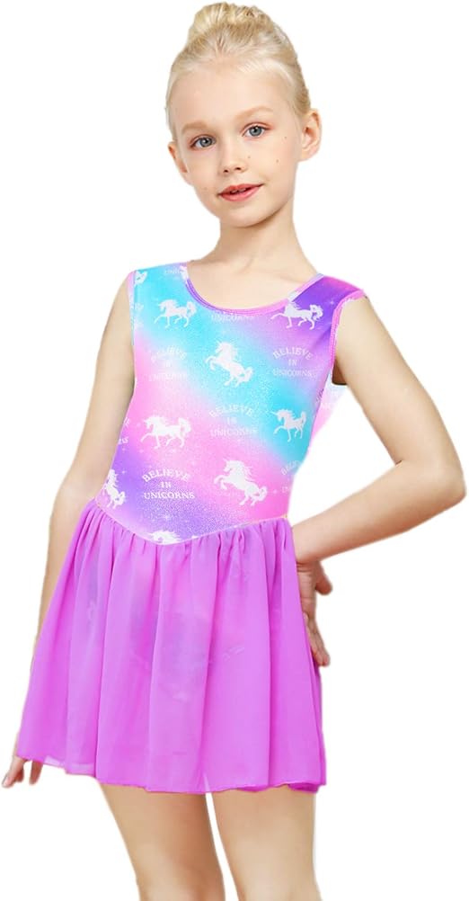 Sylfairy Gymnastics Wrap Skirted Leotards for Girls Kids