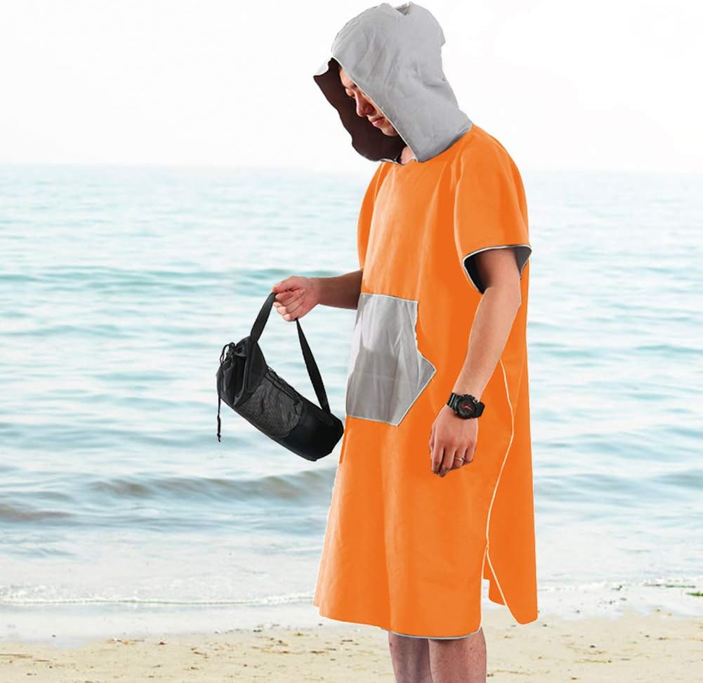 Onefeng Sports Surf Poncho Beach Wetsuit Bath Towel Quick Dry Changing Robe Surf Cloak with Pocket and Hooded : Sports & Outdoors