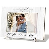 HSIASHENG Engaged Gifts 4x6 Picture Frame, Wedding Engagement Gifts for Couples Photo Frame, Let the Adventure Begin Engagement Picture Photo Frames 4"x6"for Desk Tabletop Display Decorations