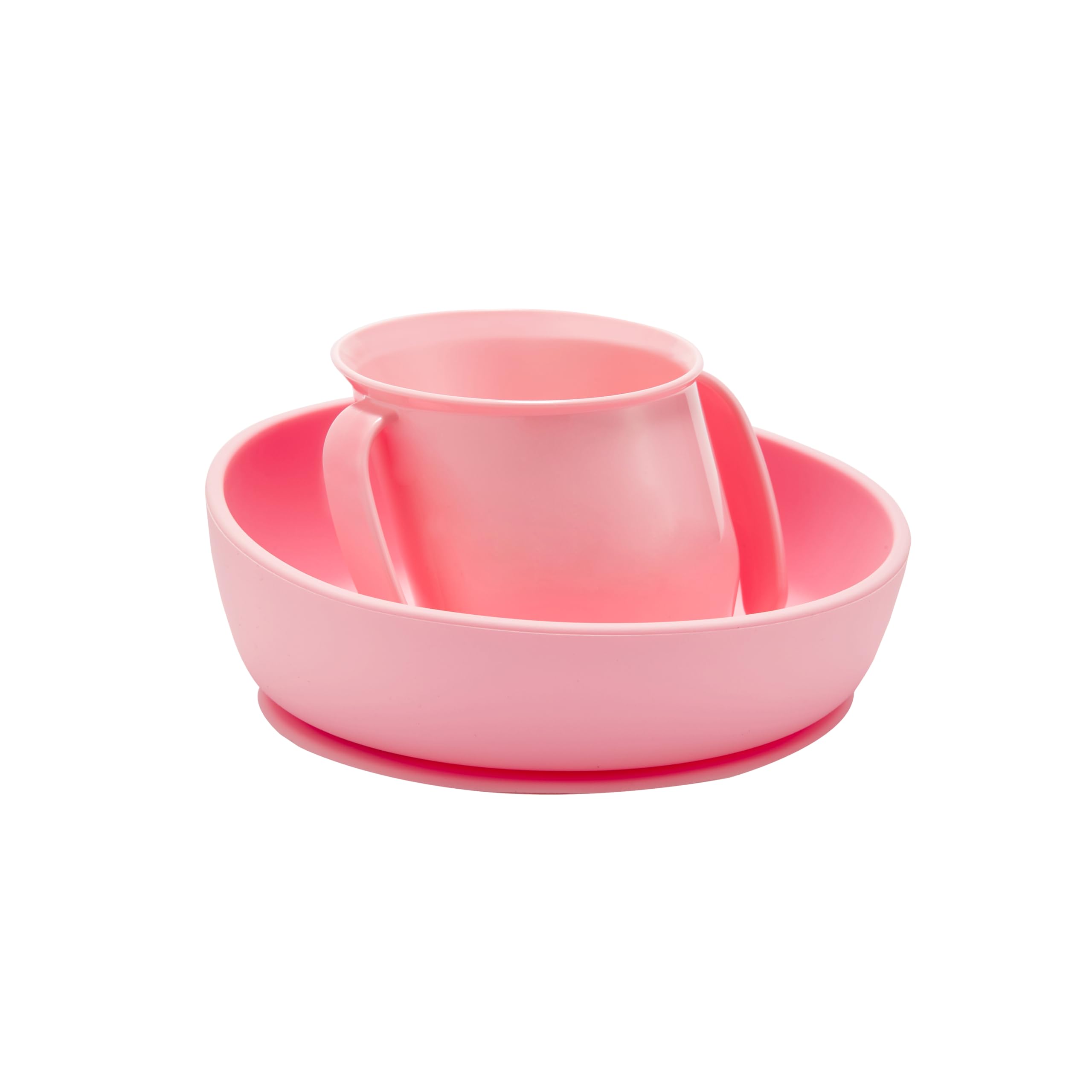 Doidy Trainer Cup and Weaning Bowl Set, for Baby 3months+ Mealtime (Cup + Bowl, Pink)