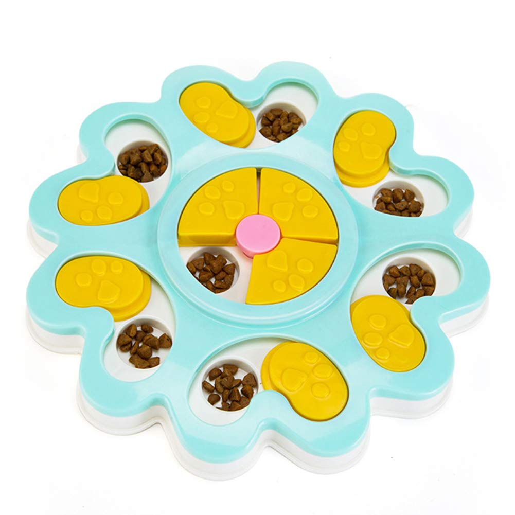 YUIP Dog Training Games Feeder, Dog Puzzle Feeder Toy, Improve IQ Dog Training Games Feeder, Puppy Treat Dispenser Puzzle Slow Feeder Dog Toy with Non-Slip (Blue)