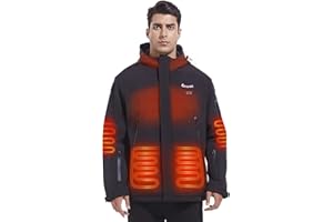 Eoyekli Heated Jacket, Heated Jacket for Men with 12V 20000mAh Battery,Waterproof Outdoor Rain Jacket Men with Hood