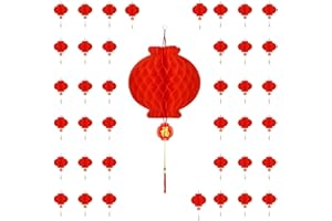 KYMY 40pcs Chinese Red Paper Lanterns, 2025 Red Hanging Round Decorative Chinese Paper Lanterns for Lunar Snake New Year,Spring Festival,Lantern Festival,Wedding Celebration (15cm-5.9inch)