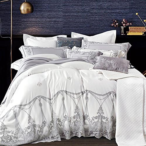 CUSHIONLIU Simple Modern Thickened 100% Pure Tencel Bed With Set White Red Seven piece set (color messages) King(6.6 feet)