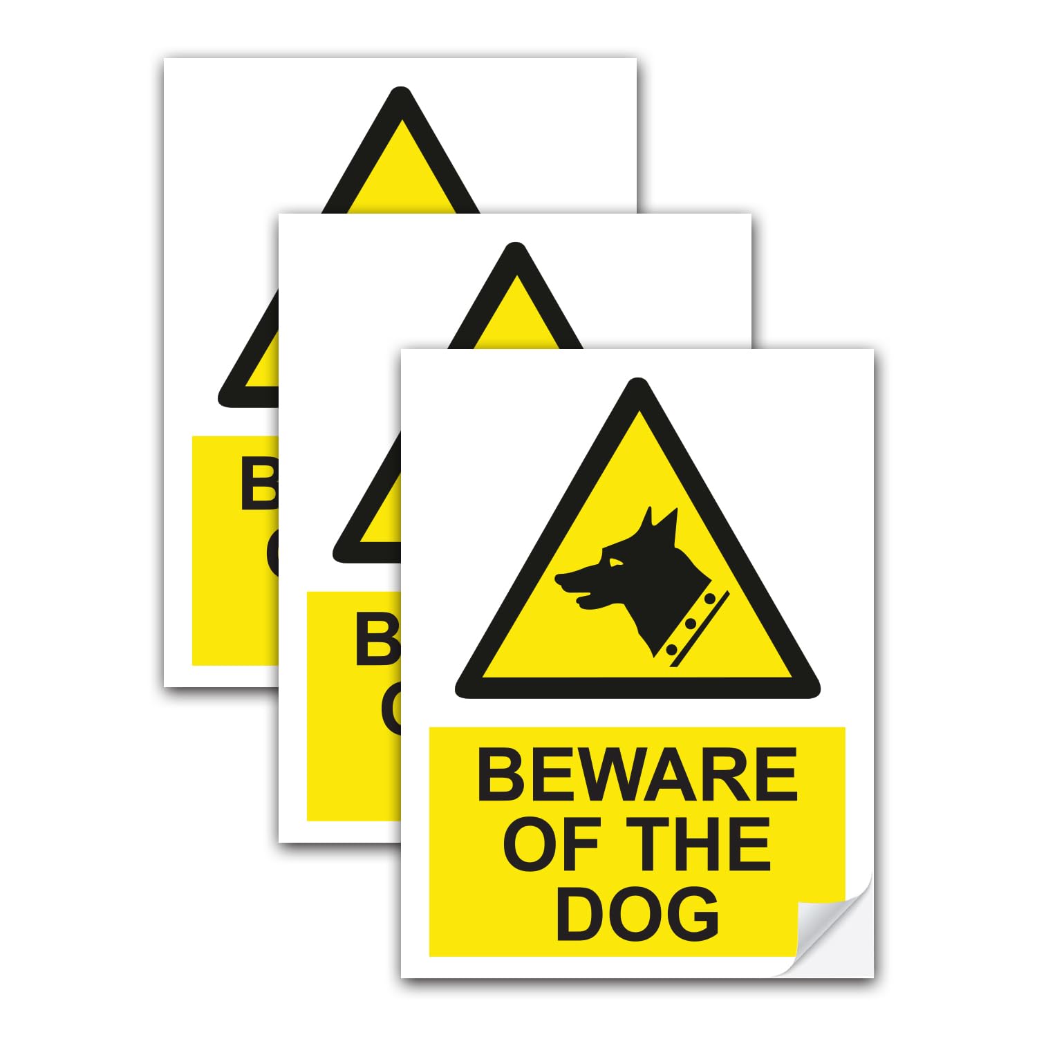 SAFESIGN (3 Pack) Beware Of The Dog Vinyl Sign Stickers 200 X 150mm - Waterproof Vinyl Conforms to EN ISO 7010:2012 Fouling/Dog Area/Clean it up/Security Guard Dogs