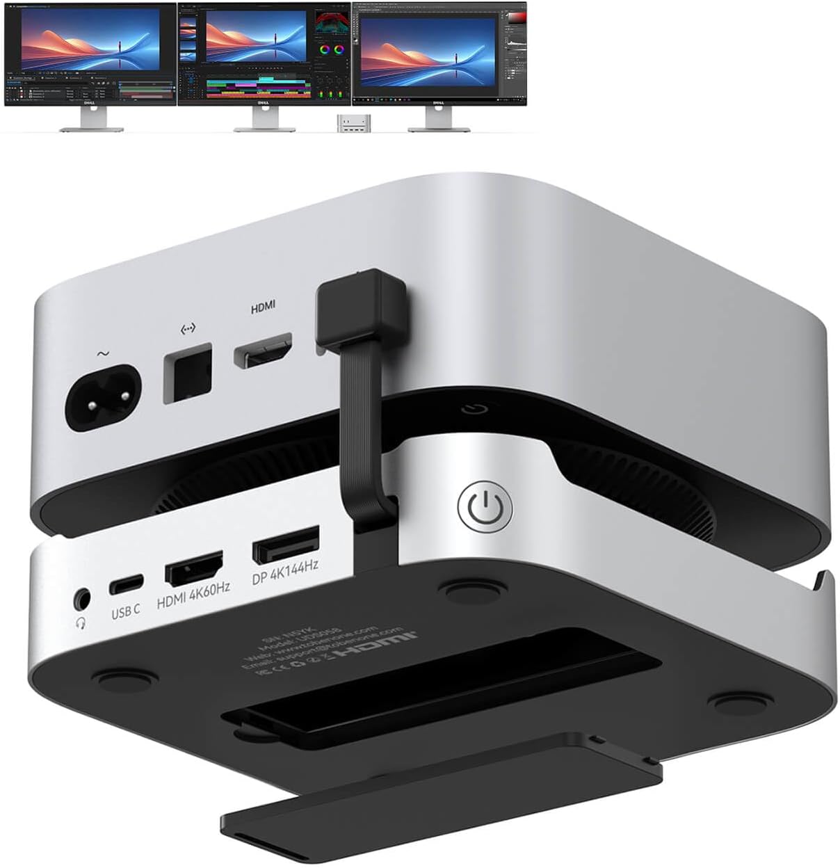 TobenONE 13-in-1 Mac mini M4 Dock with 8TB SSD Enclosure, Mac mini M4 Hub Stand for Mac mini M4/M4 Pro 2024, 4K@144Hz DP, 4K@60Hz HDMI, 5 USB (Max 10Gbps), SD/Micro SD, Audio, One-Touch Power Button