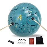 WUQIMUSC Steel Tongue Drum 6 Inch 8 Notes, Waterproof Rain Drum for Outdoor Garden, Meditation Rain Chime, Musical Percussion Instrument for Adult Gift with Mallets, Bag &amp; Music Book, C Major