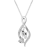 YMHOP Mommy of an Angel Necklace Sterling Silver Created Birthstone Jewelry Sympathy Gift Stillborn Pendant Necklace for Women Mother Mom