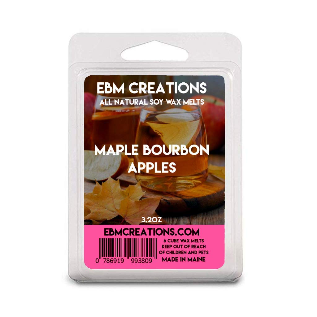 Maple Bourbon Apples | Scented All Natural Soy Wax Melts | 6 Cube Clamshell 3.2oz Highly Scented!