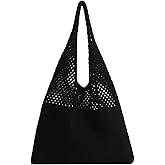 LUI SUI Crochet Mesh Tote Bag Retro Summer Hobo Bag for Women Flower Knitted Shoulder Bags Casual Beach Purse