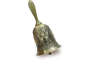 HOKPA Hand Bell, Call Bell for Wedding Bells Restaurant Service Bell Bar Jingle Wedding Classroom Church School Classroom Alarm and Home Decoration (Brass)