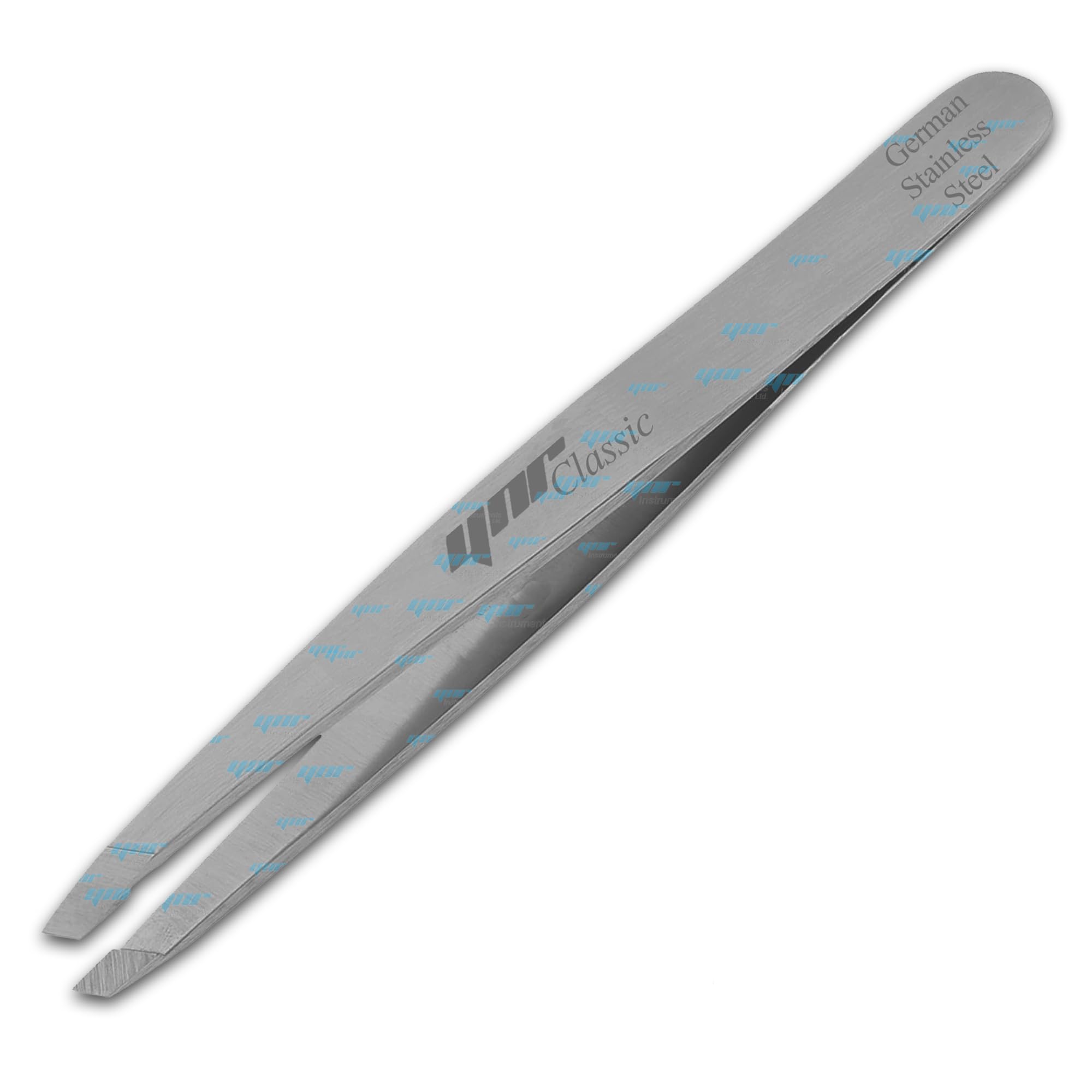 YNR® Classic Eyebrow Tweezer Slanted Tip Made in German Stainless Steel | for Precision Removal of Tiny Hair | Smooth on The Skin, Sharp on The Hair