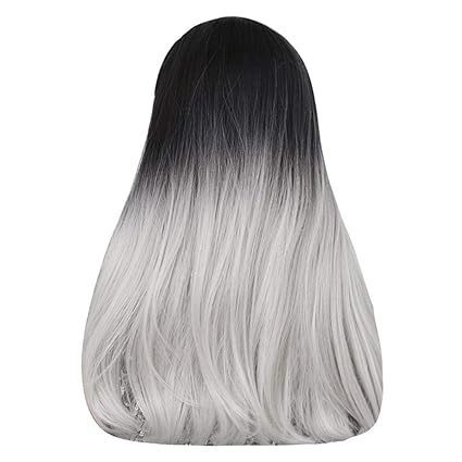 Wawer Women S Simple Black Gradient Grey Long Straight Synthetic