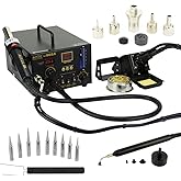 Aoyue 968A+ Professional SMD Digital Hot Air Rework Station with a Soldering Iron and Vacuum Pickup