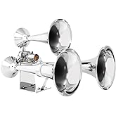 GG Grand General 69991 Chrome Heavy Duty 12/24V Train Horn with Triple Brass Trumpet for Superior Sound
