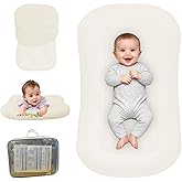 Baby Lounger for Newborn, Bionic Design Baby Lounger, Soft Organic Cotton Breathable Lounger for Infants 0-18 Months (White)