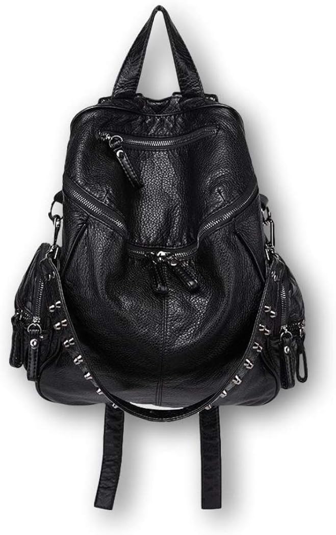 Ro Rox Calamity Womens PU Punk Gothic School Uni Studded Backpack - Black