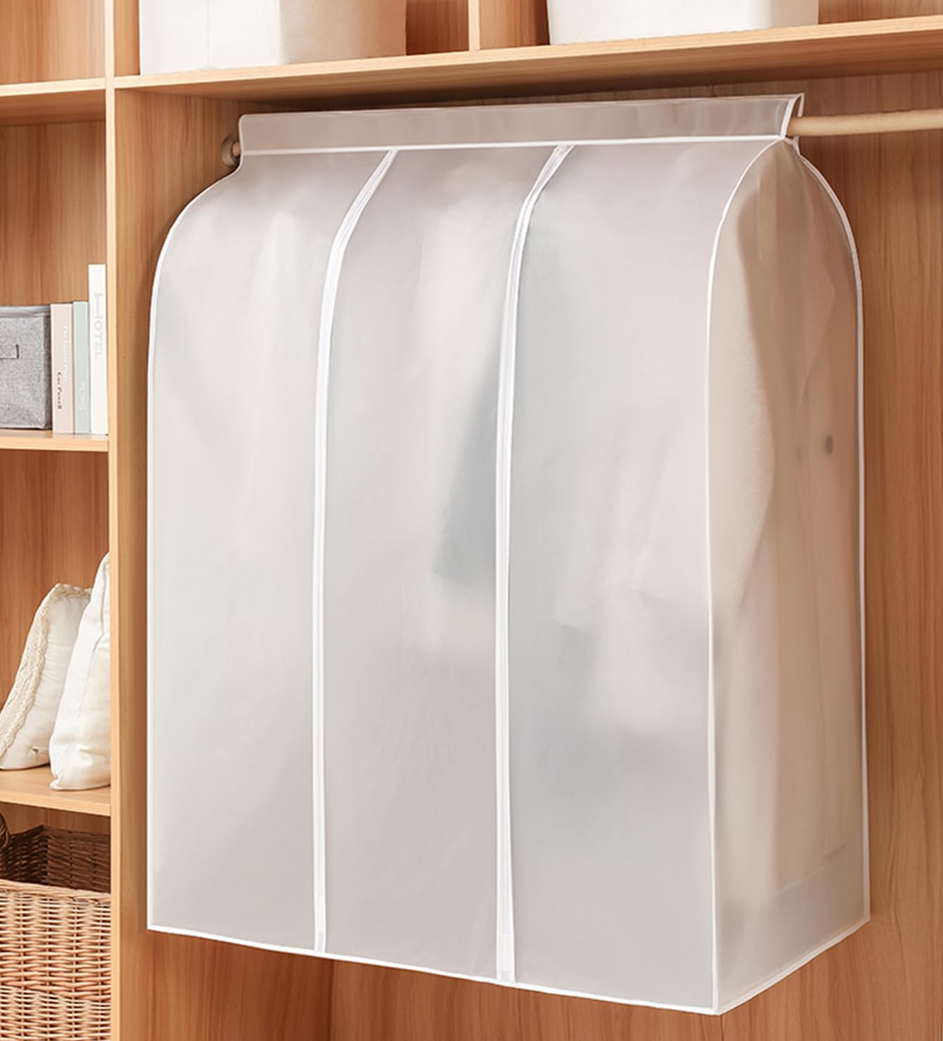 QH7 Garment Clothes Dustproof Clothes Rail Cover Storage Bag, 100 * 50 * 120 CM PEVA Dustproof Wardrobe Hanging Protector Rack Organizer with Full Zipper and Magic Tape