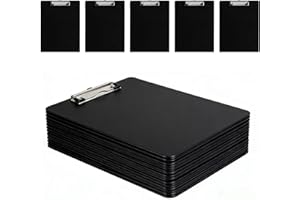 12 Pack Plastic Clipboards, Black ClipBoard A4 Clip Board 8.5x11 for Nurses, Classroom, Students, Woman, Clipboard with Low P