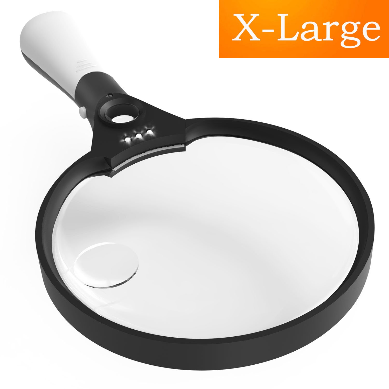 Extra Large Strong Magnifying Glass 3 Bright LEDs 25X Zoom Lightweight