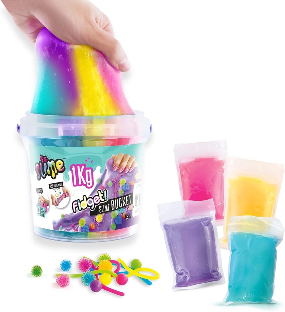 So Slime Fidget Slime Bucket 1kg Multicolour Ready to Play Creative Toy 6+ Years