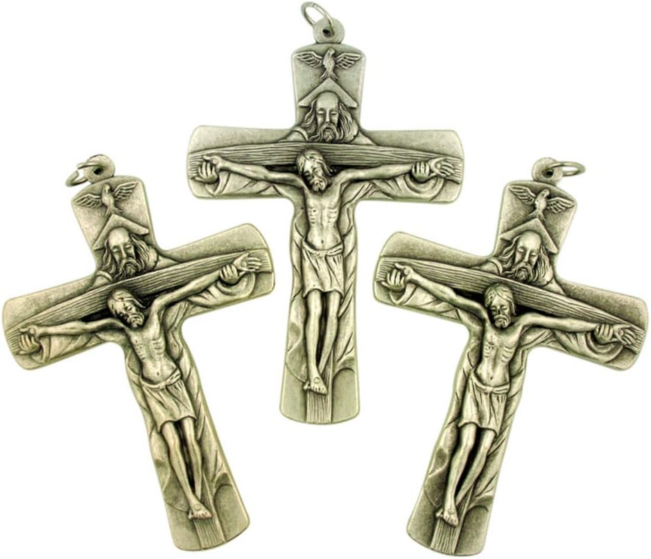 Lot of 3 The Father Son and Holy Ghost Trinity Cross 1 Inch Crucifix Pendant