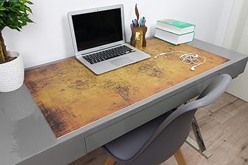 Vintage Schreibtischunterlage alte Weltkarte von deskpad | Alte Landkarte auf Papier Motiv | Größen: 70x50cm | 90x50cm | Mate