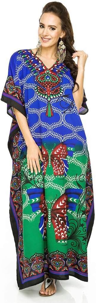 Looking GlamNew Ladies Oversized Maxi Kimono Kaftan Tunic Kaftan Dress Free Size