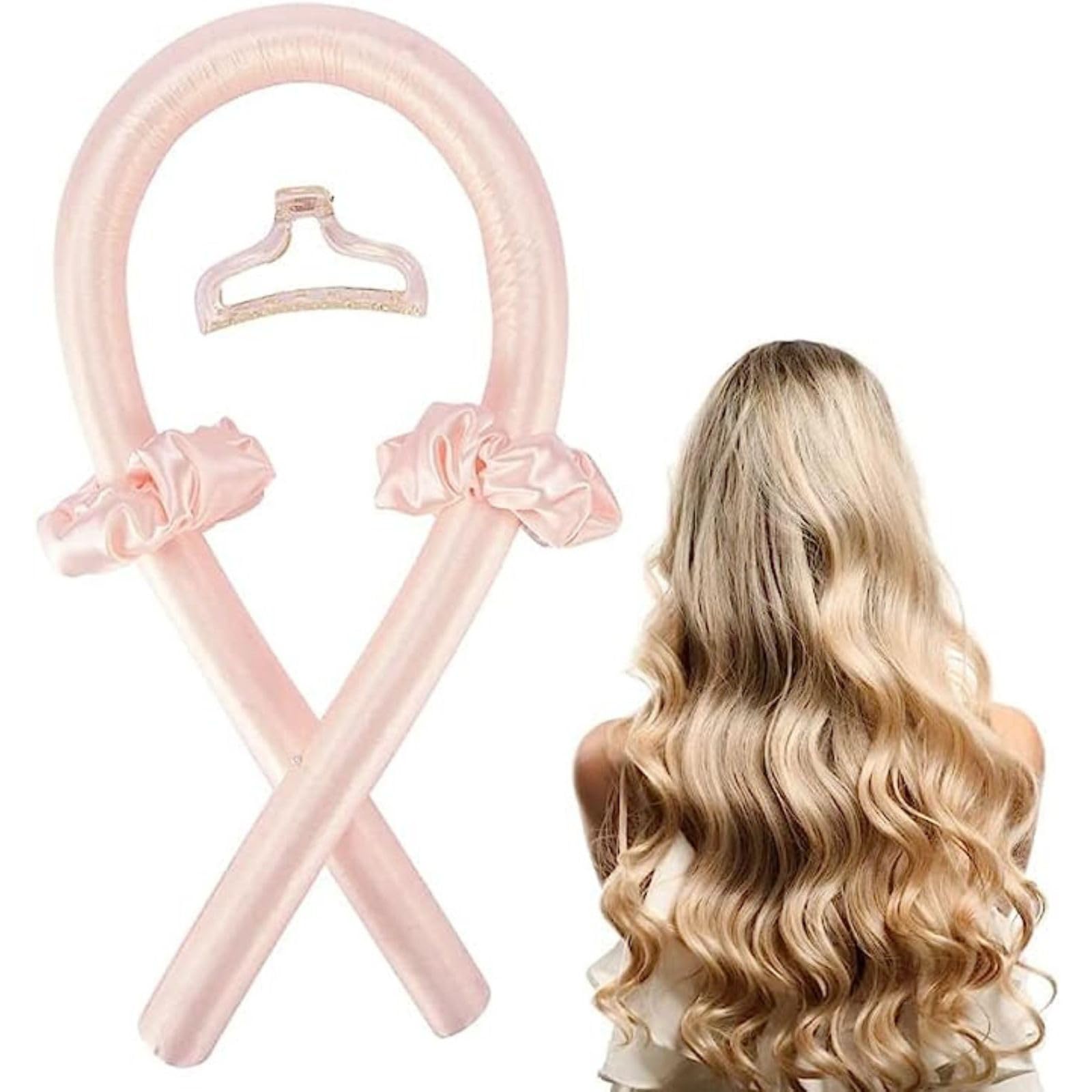 ETRSAIRL Heatless Curling Rod Headband, Heatless Hair Curler, Hair Curlers to Sleep In, No Heat Curl with Hair Clips and Scrunchie, Sleeping Curls Styling Tools for Long Medium Hair, Pink, Pack of 3