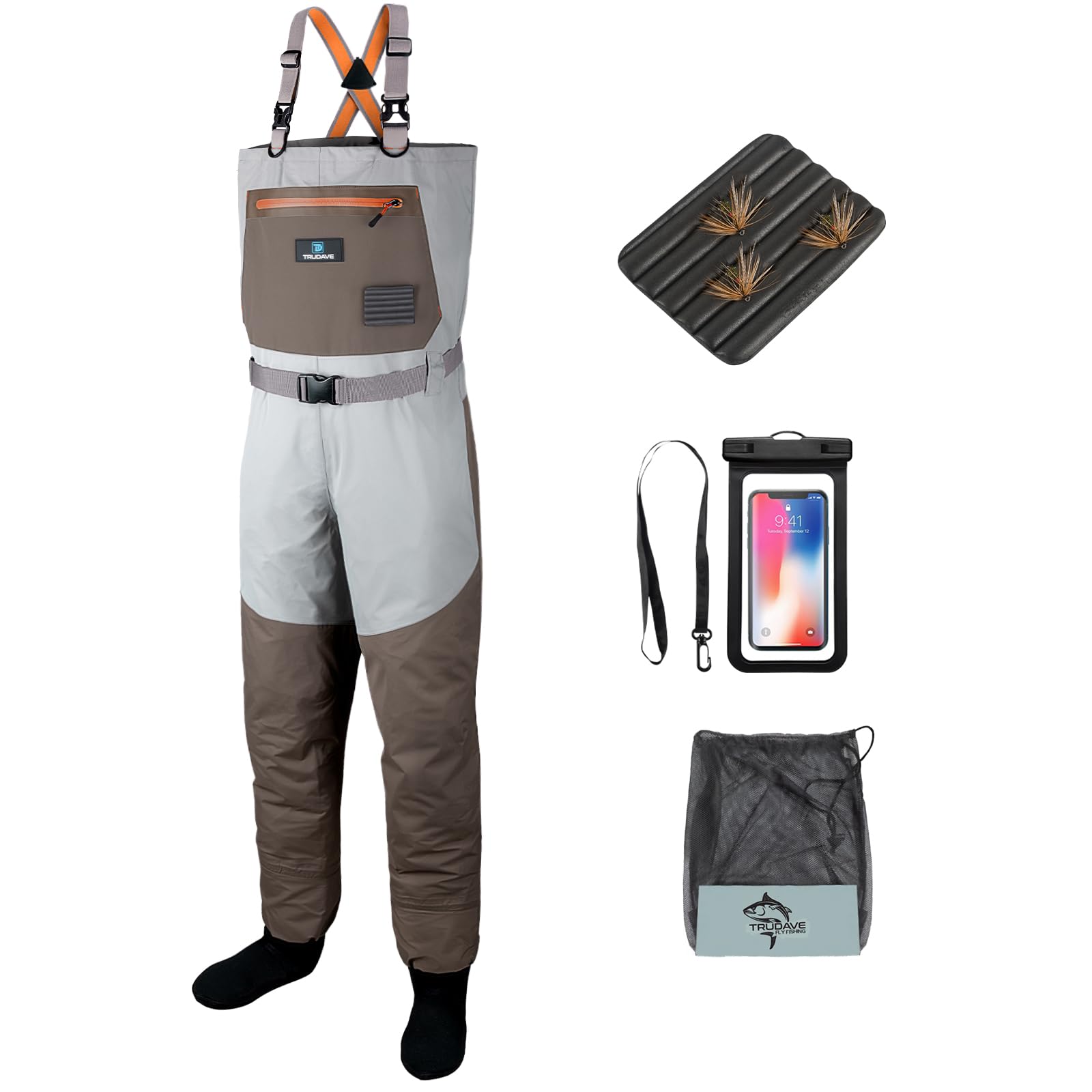 Photo 1 of Trudave Fishing Waders, Waterproof Chest Waders for Men & Women, Lightweight Insulated Stockingfoot Waders Breathable Fly Fishing Waders for Fishing Hunting