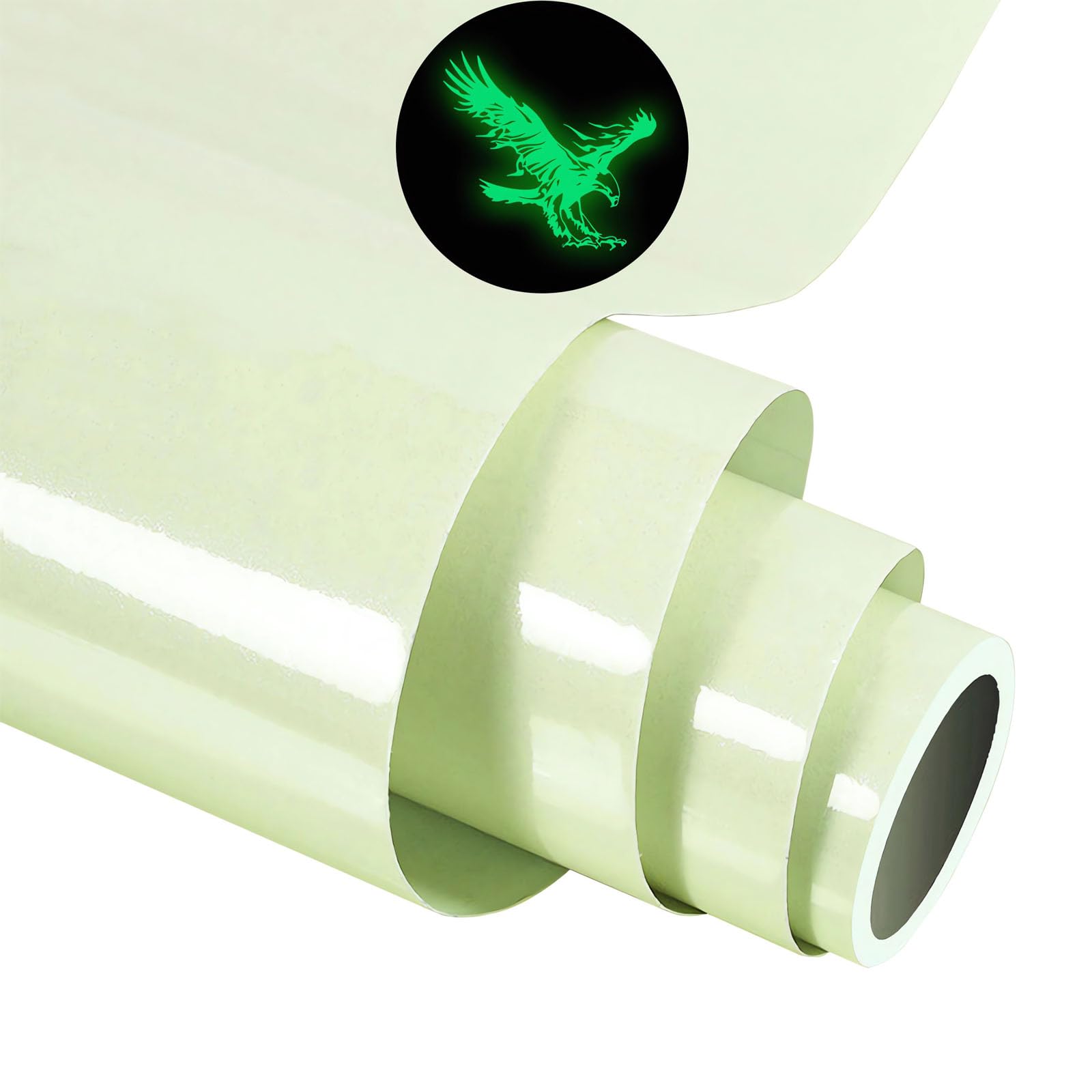 FORBELL Glitter & Luminous Textile, 30.5cm x 1.5/3m, Flex Film Plotter Vinyl for T-shirts, Fabrics (Luminous - Light Green, Matte)