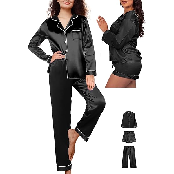 Pink Pyjama Set Petite Satin Pjs Premium Satin Frill Pajama Pants