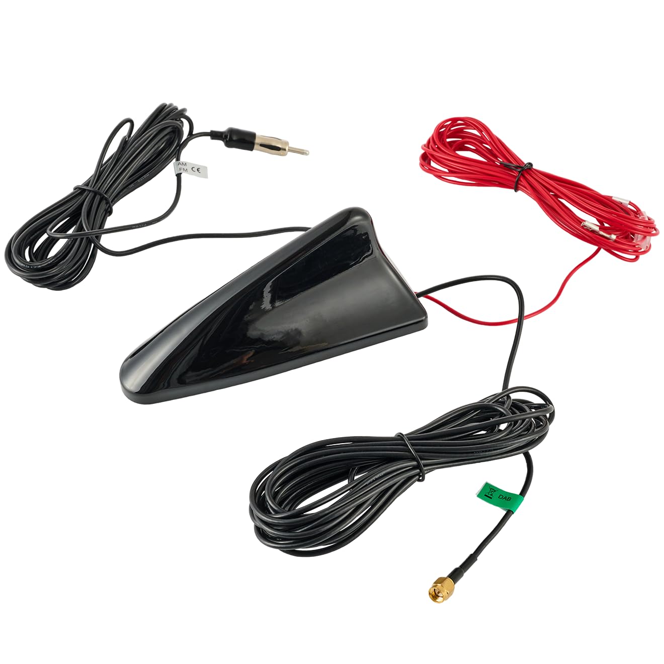 Vecys DAB DAB + Car Antenna Shark Fin Radio FM/AM Amplifier Antenna Signal SMA to DIN Connection Socket Roof Digital Stereo Car 5M RG174 Cable Vehicle Radio