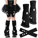 Jspupifip Y2K Leg Warmers for Women, Star Streetwear Leg Cover Retro Stretchy Arm Warmers for Rave Festival