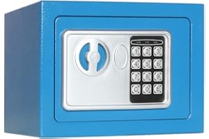 Lovndi Electronic Security Safe Box, 0.17 Cubic Feet Digital Deposit Box for Home Office Hotel Business, Lock Box for Cash Jewelry Storage, Blue