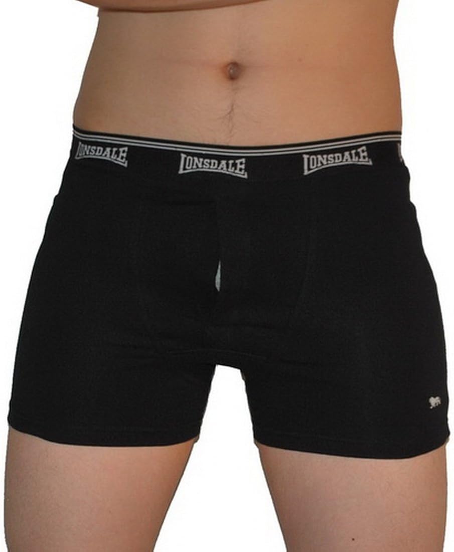Mens Lonsdale Comfortable Fit Open Fly Boxer Underwear Briefs Black