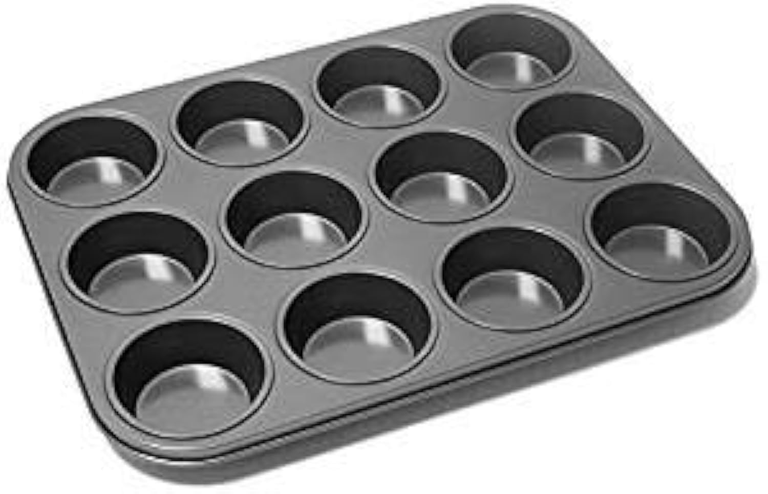 Prima Muffin Pan, Carbon, Black, 13.94 x 10.94 x 1.26 cm